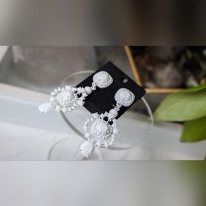 Ornate White Baroque Victorian Earrings